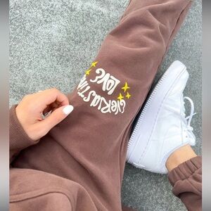 Elevated Faith Everlasting Love brown jogger style sweatpants unisex